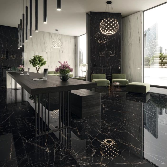 Black porcelain tiles