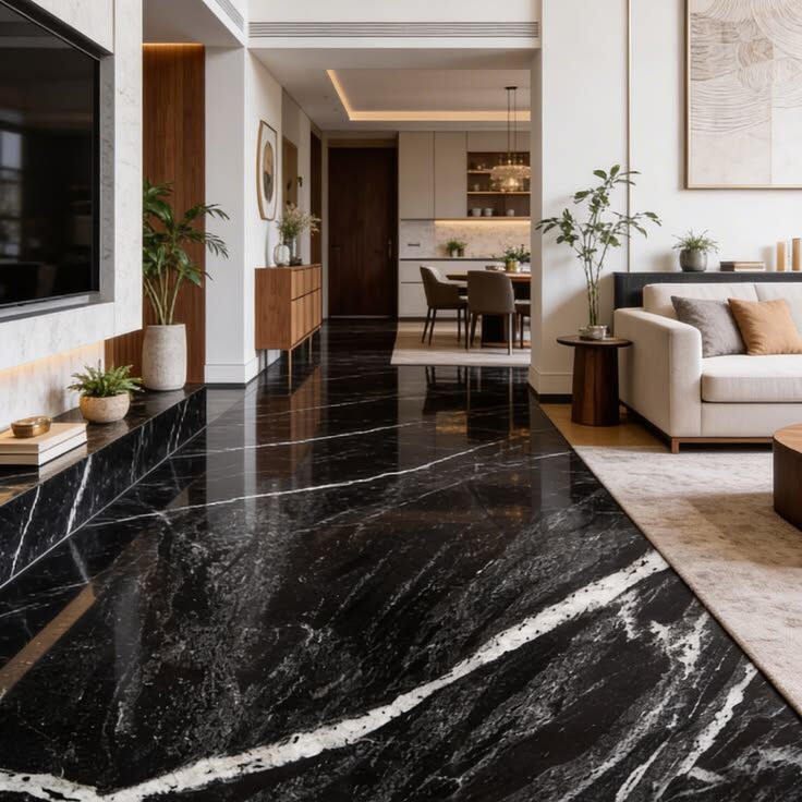 This marble is widely used to create bold and sophisticated spaces, offering timeless elegance and a high-end architectural finish.